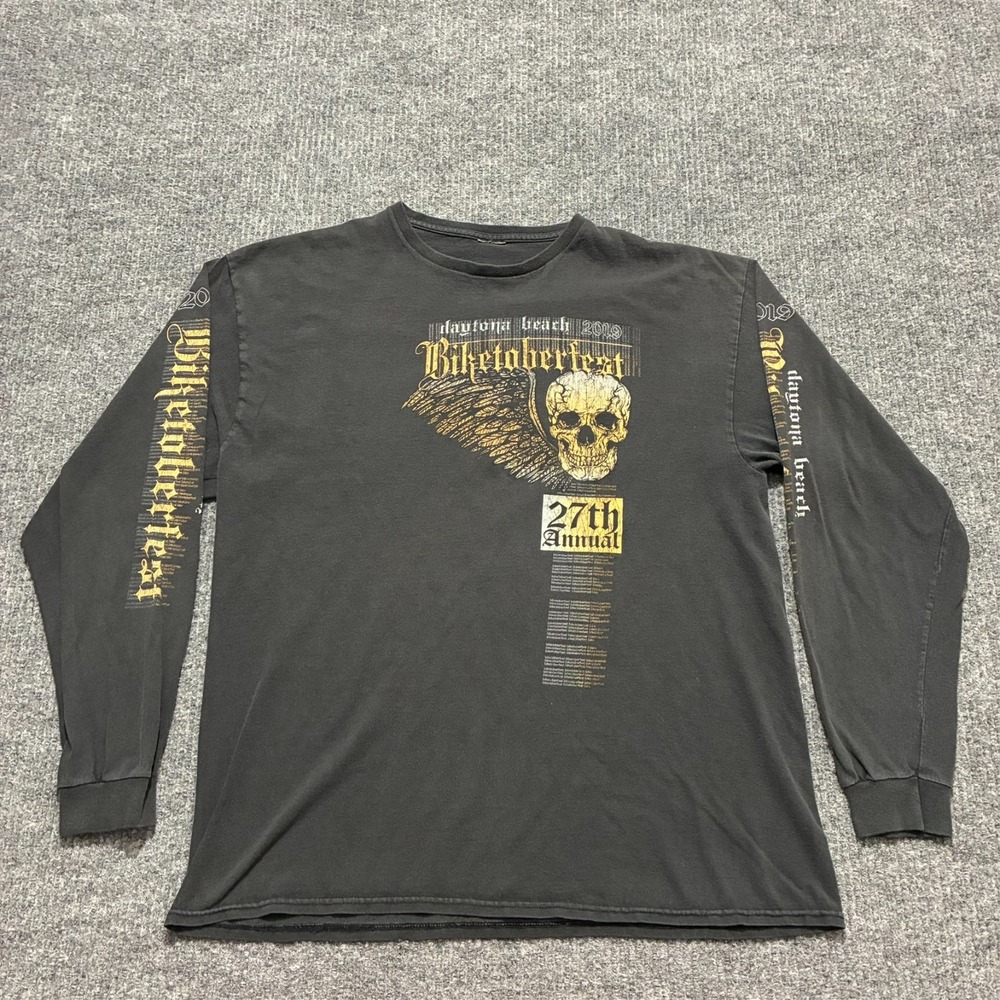 Daytona Beach Biketoberfest 2019 Mens Long Sleeve Shirt Chest 44" Black Pullover